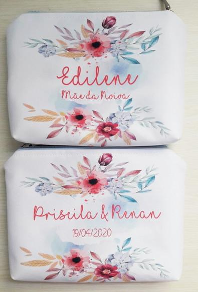 Necessaire Casamento Floral Azul Marinho