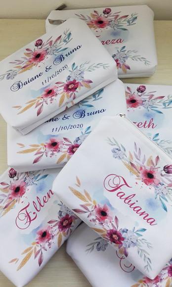 Necessaire Casamento Floral Azul Marinho