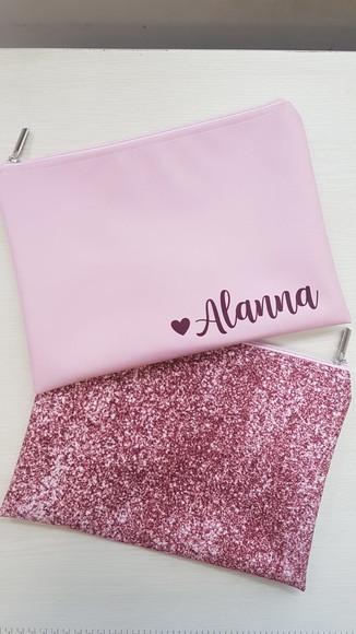 Necessaire Casamento Glitter Rosa Slim G