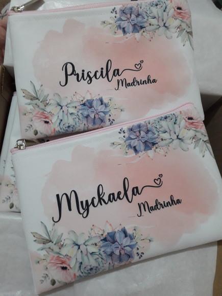 Necessaire Casamento Slim Floral Cactus
