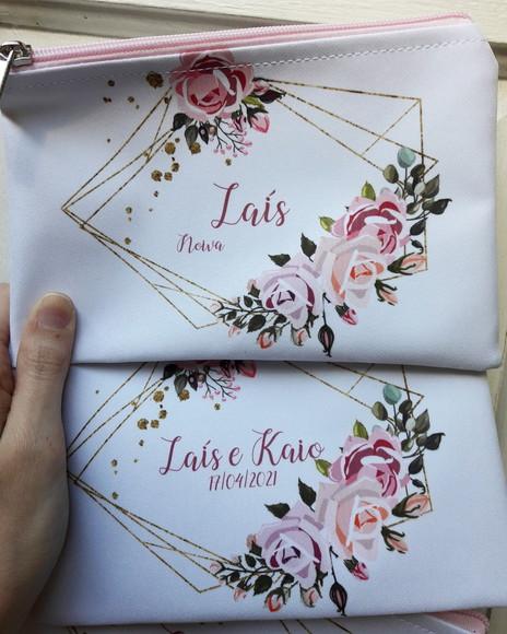 Necessaire Casamento Slim Floral Rosa