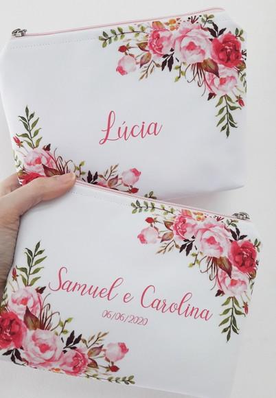 Necessaire Floral Rosa com Forro