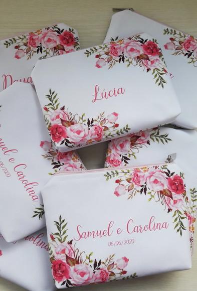 Necessaire Floral Rosa com Forro