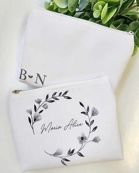 Necessaire Floral Tons de Cinza