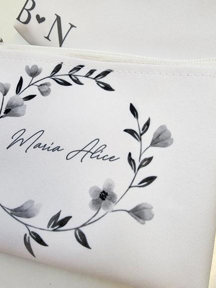 Necessaire Floral Tons de Cinza