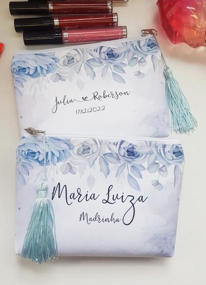 Necessaire Madrinha Azul Serenity com Pingente