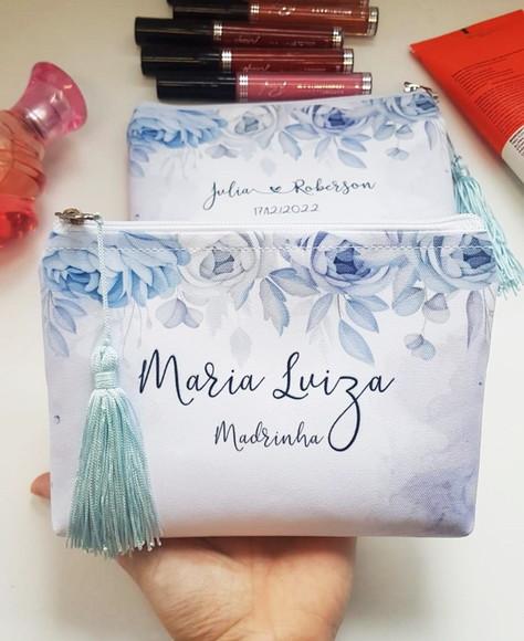 Necessaire Madrinha Azul Serenity com Pingente