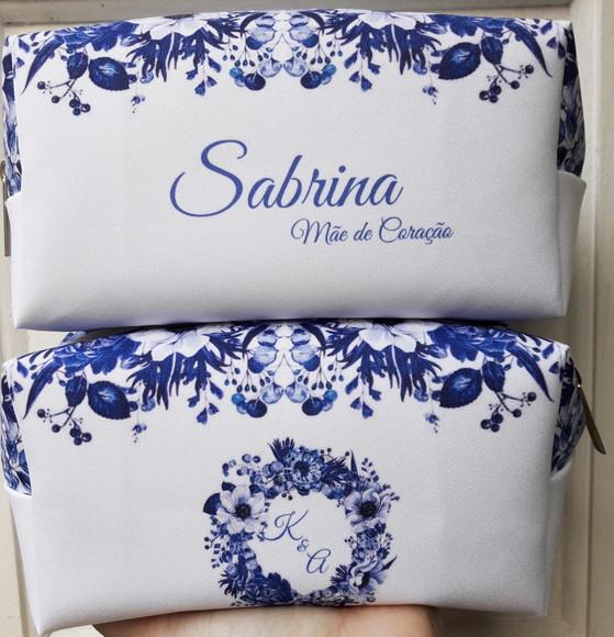 Necessaire Madrinha Box Floral Azul