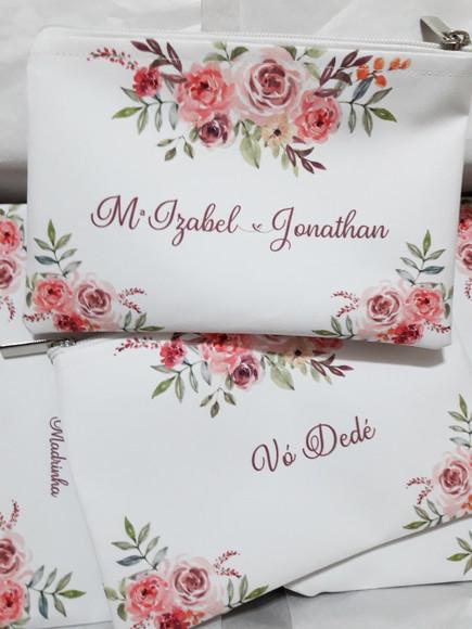 Necessaire Madrinha Floral Rosa com Lilás