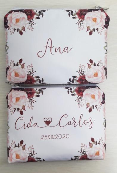 Necessaire para Madrinhas de Casamento Marsala com Forro