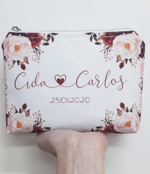 Necessaire para Madrinhas de Casamento Marsala com Forro