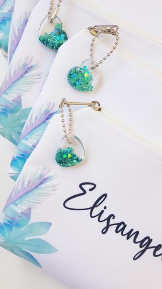 Necessaire Personalizada Azul com Pingente Glitter