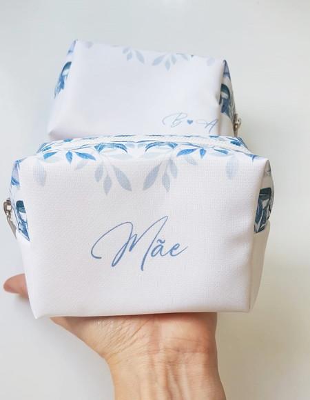 Necessaire Personalizada Azul Folhagem