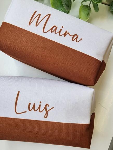 Necessaire Personalizada Box Faixa Marrom