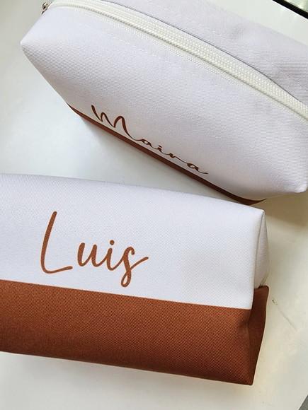Necessaire Personalizada Box Faixa Marrom