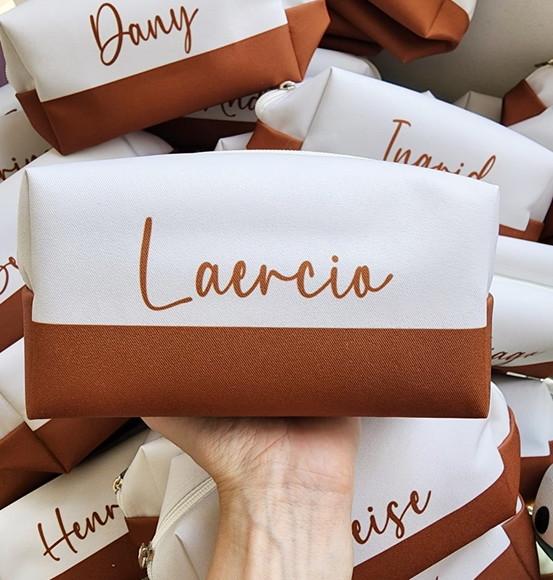 Necessaire Personalizada Box Faixa Marrom