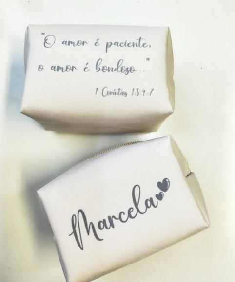 Necessaire Personalizada Box P Escrita em Cinza
