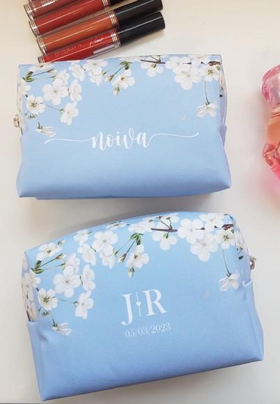 Necessaire Personalizada Casamento Azul Serenity