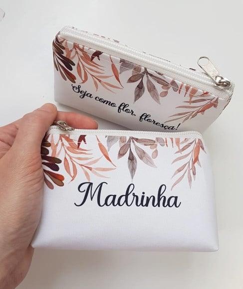 Necessaire Personalizada Casamento Folhagem Trapézio P