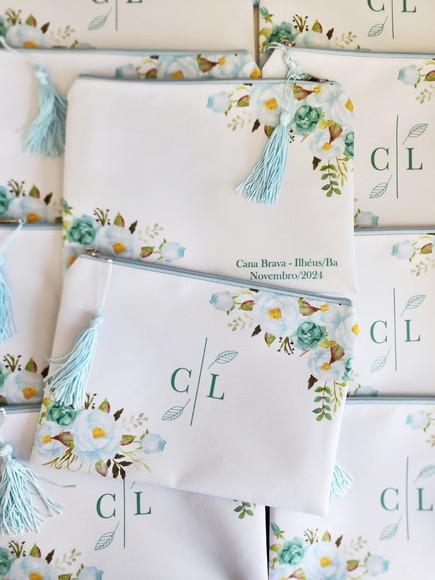Necessaire Personalizada Casamento Slim G com Pingente