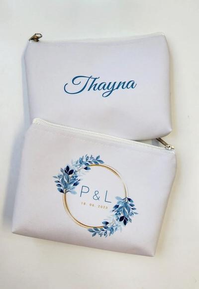 Necessaire Personalizada Floral Azul