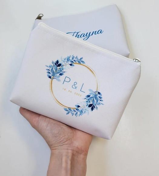 Necessaire Personalizada Floral Azul