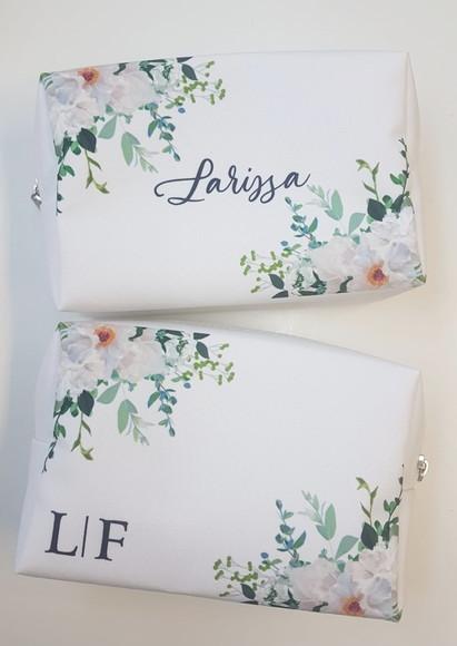 Necessaire Personalizada Floral Branco