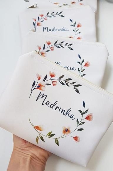 Necessaire Personalizada Floral Fundo Creme