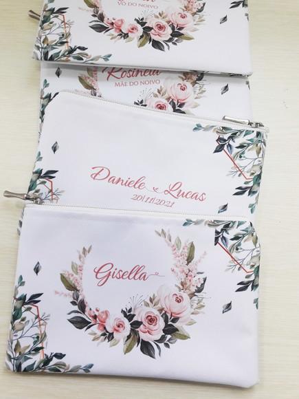 Necessaire Personalizada Floral Rosa (slim)