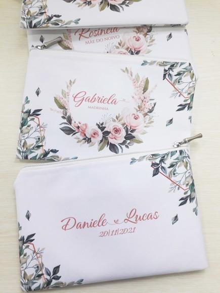 Necessaire Personalizada Floral Rosa (slim)