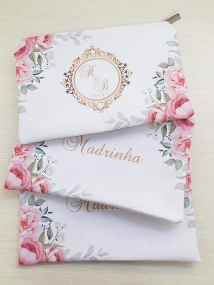 Necessaire Personalizada Floral Rosa (slim)