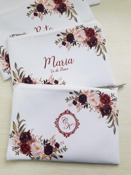 Necessaire Slim Floral Marsala
