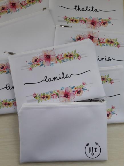 Necessaire Slim Floral Rosa