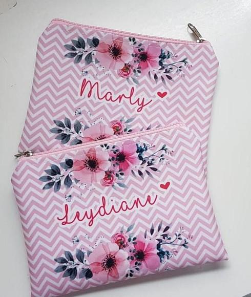 Necessaire Slim Floral Rosa
