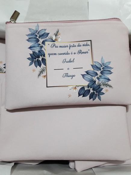 Necessaire Slim Rosa com Azul