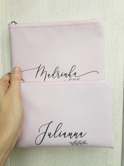 Necessaire Slim Rosa Liso Personalizada