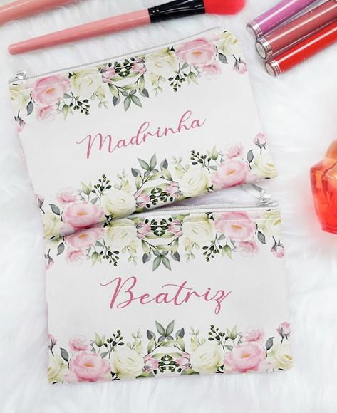 Necessaire Slim Personalizada Floral Tons Pastéis