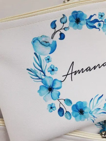 Bolsinha para Casamento Bege e Azul Serenity