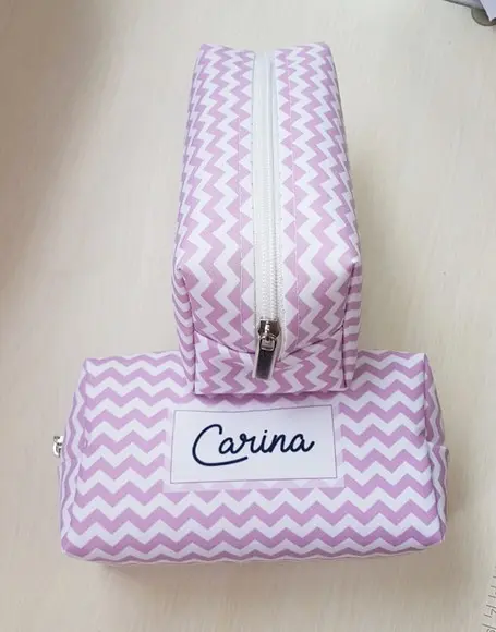 Casamento Necessaire Box Chevron Rosa