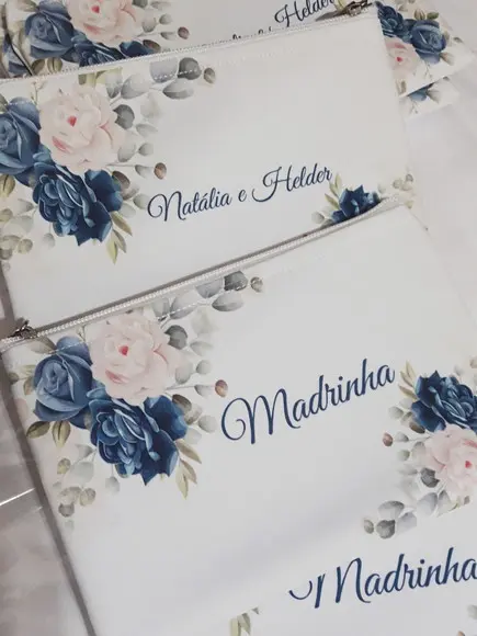 Kit Necessaire Casamento 20 un Azul com Rosa