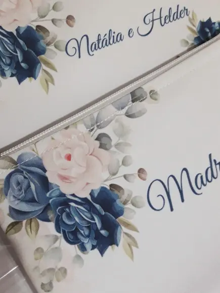 Kit Necessaire Casamento 20 un Azul com Rosa