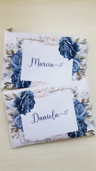 Kit Necessaire Casamento 20 un Azul com Rosa