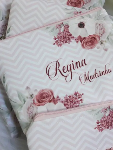 Kit Necessaire Madrinhas Rosê com Floral