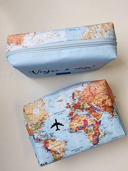 Necessaire Agencia de Viagens Box Caixinha Mapa Mundi