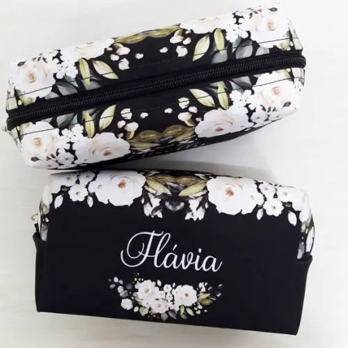 Necessaire Box Floral Preta