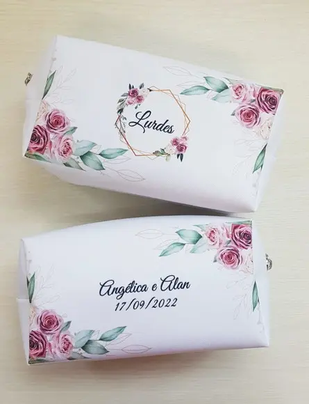 Necessaire Casamento Box Folhagem com Floral Rose