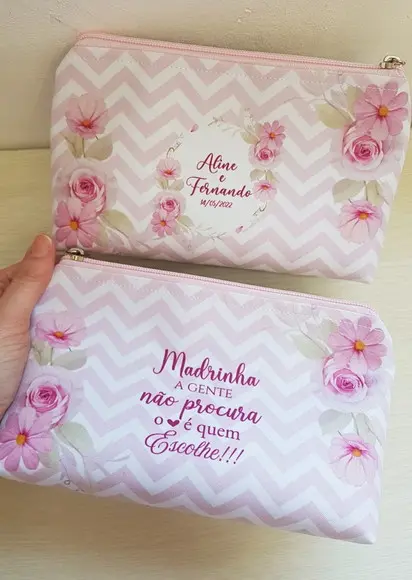 Necessaire Casamento Chevron Com Floral