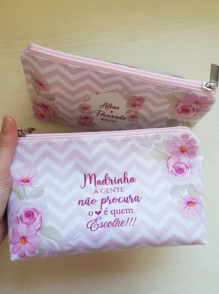 Necessaire Casamento Chevron Com Floral
