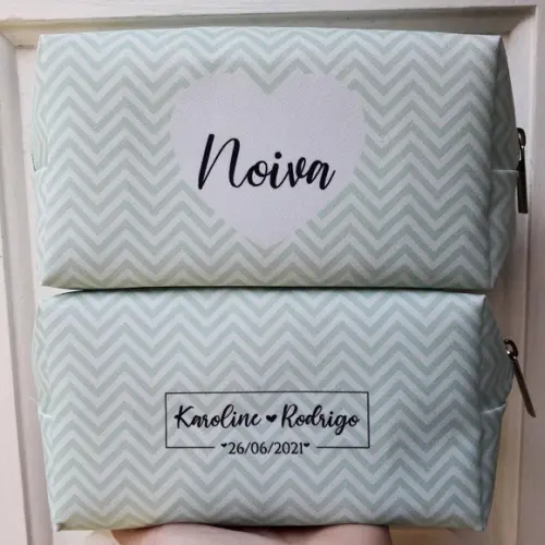 Necessaire Casamento Chevron Verde