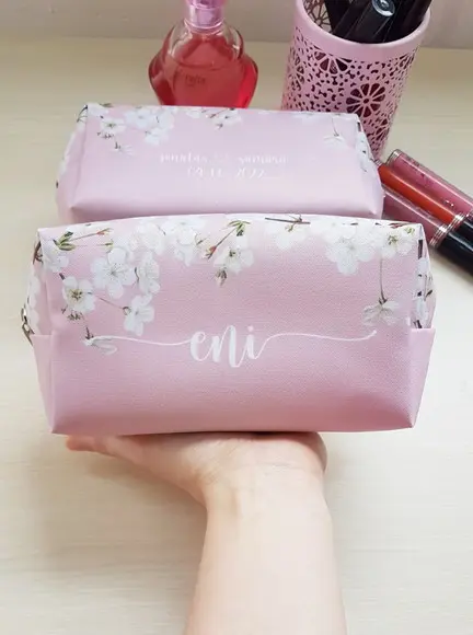 Necessaire Casamento Flor de Cerejeira Rosa Mod Box